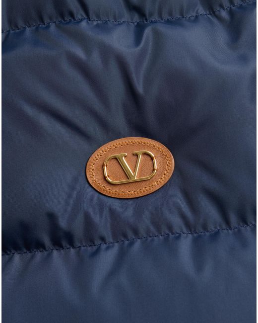 Valentino Blue Zip-Up Hooded Down Jacket for men