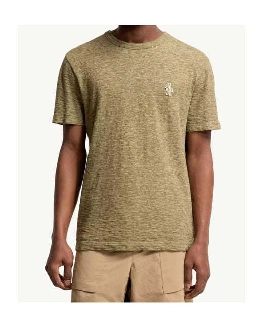 Moncler Green Grenoble Logo-Patch Crewneck T-Shirt for men