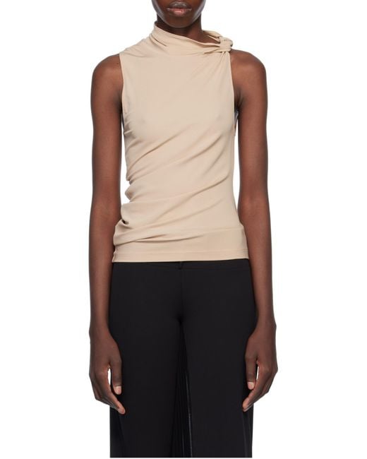 Courreges Natural Courrèges Draped Asymmetric Jersey Top