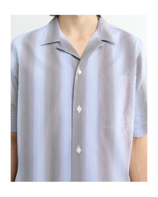 Dries Van Noten Blue Short Sleeve Striped Shirt for men