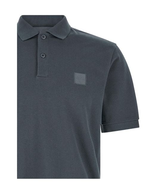 Stone Island Black Logo Patch Short-Sleeved Polo Shirt for men