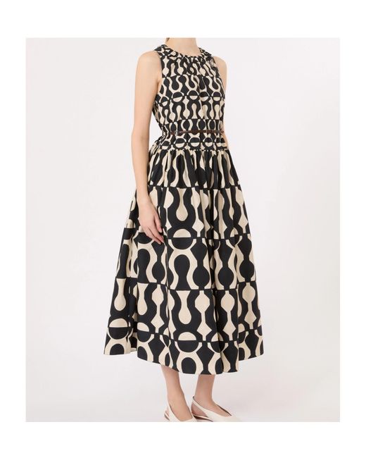 Max Mara White Printed Cotton Poplin Dress