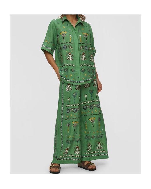 ALÉMAIS Green Elastic Waistband Casual Pants