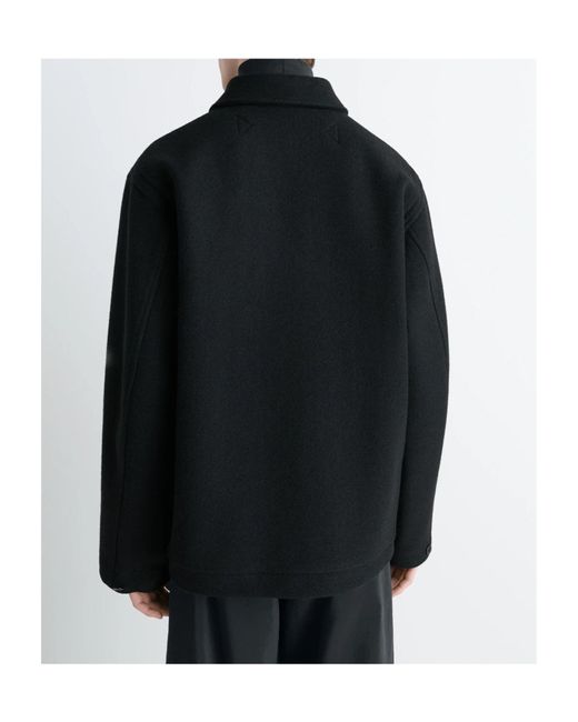 Lemaire Black Patch-Pocket Long-Sleeved Shirt Jacket for men