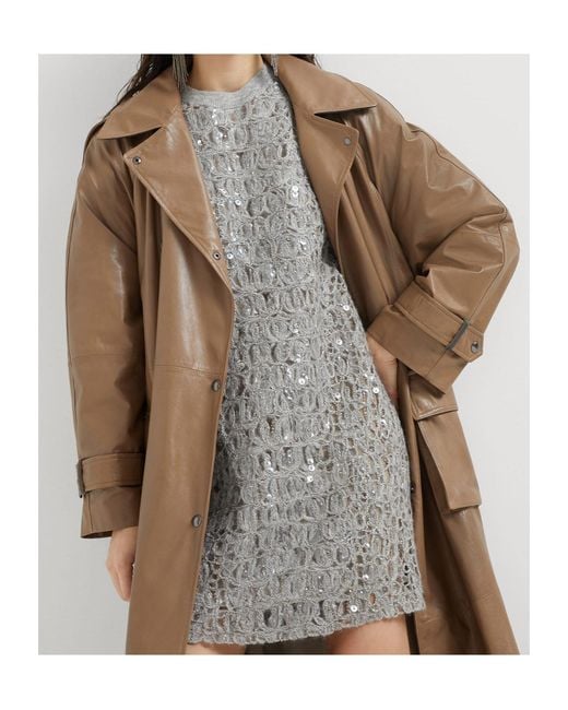 Brunello Cucinelli Natural Leather Trench Coat