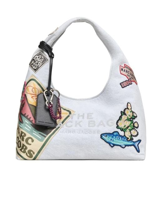 Marc Jacobs Blue The Camp Patchwork Denim Sack Bag