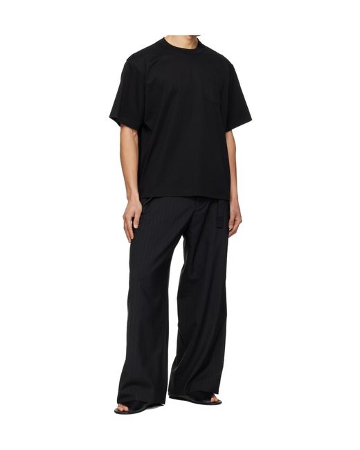 Sacai Black Crew Neck Short-Sleeved T-Shirt for men
