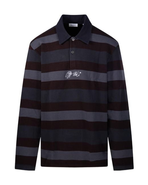 Off-White c/o Virgil Abloh Blue Long-Sleeve Polo Shirt for men