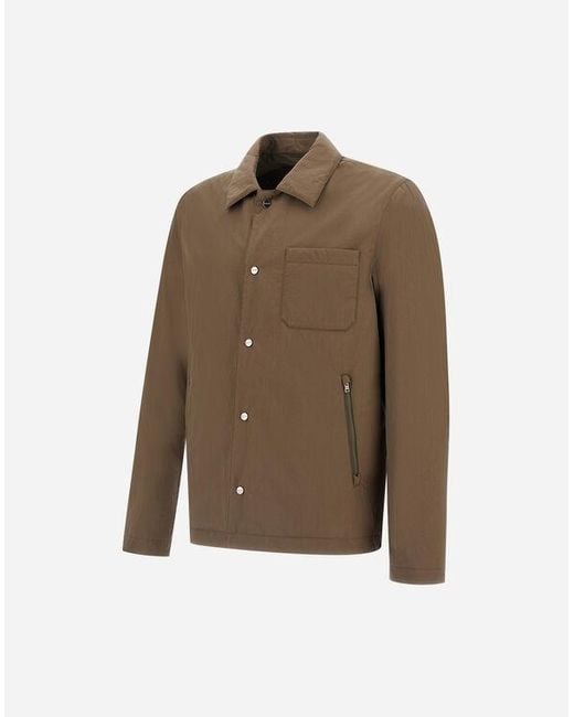 Herno Brown Crinkled Shacket for men