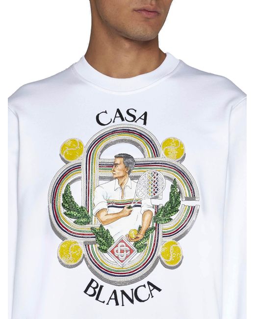 Casablanca White Le Joueur Crewneck Sweatshirt for men