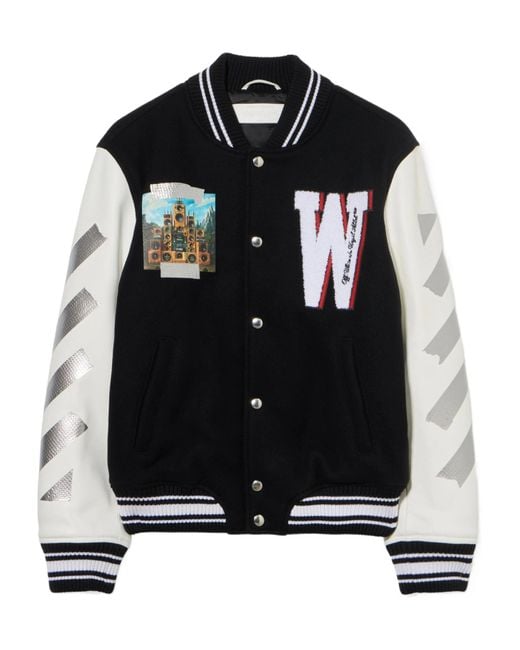 Off-White c/o Virgil Abloh Black Wo Soundsystem Varsity Jacket