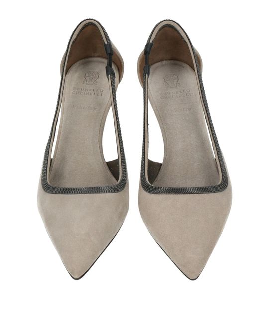 Brunello Cucinelli White Pointed-Toe High Heels