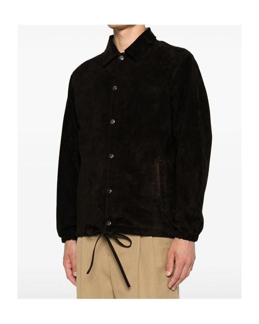 Giorgio Brato Black Long-Sleeve Leather Jacket for men