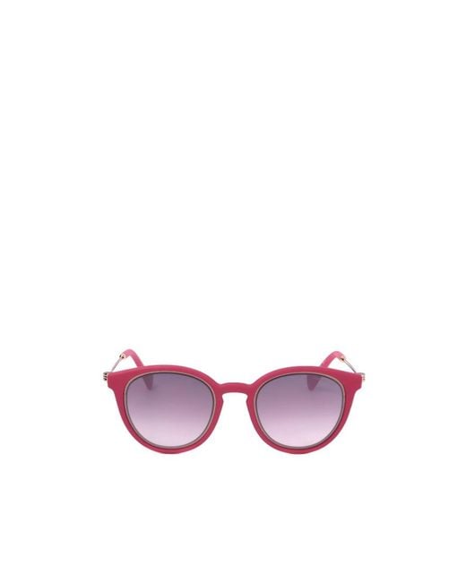 Moncler Pink Eyewear Round Frame Sunglasses for men