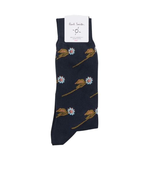 Paul Smith Blue Flower Stem Socks for men