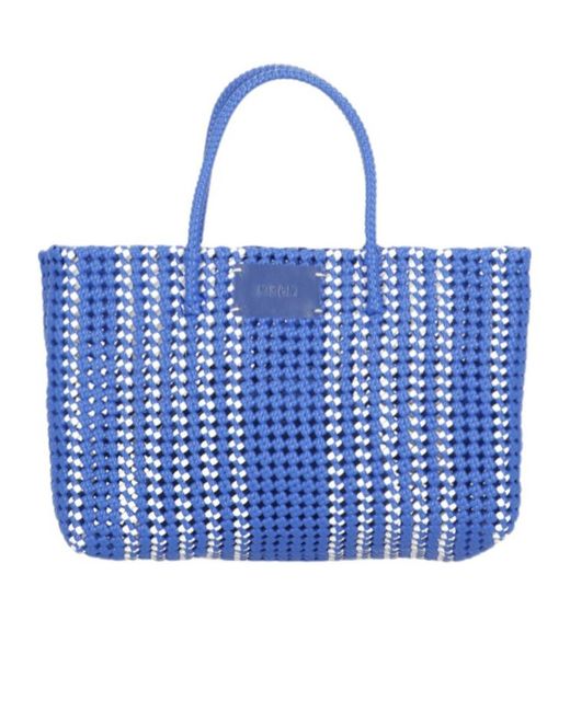 MSGM Blue Logo-Patch Tote Bag