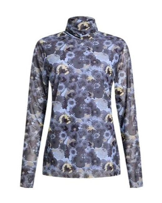 Ganni Blue Floral Pattern Shirt