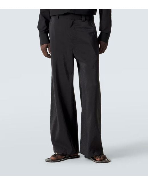 Lemaire Black Silk-Blend Straight Pants for men