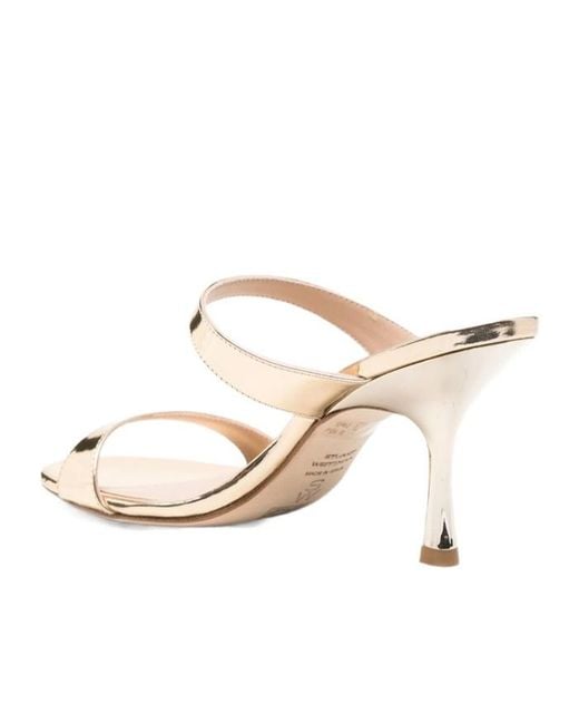 Stuart Weitzman Metallic Open-Toe Slip-On High-Heeled Sandals