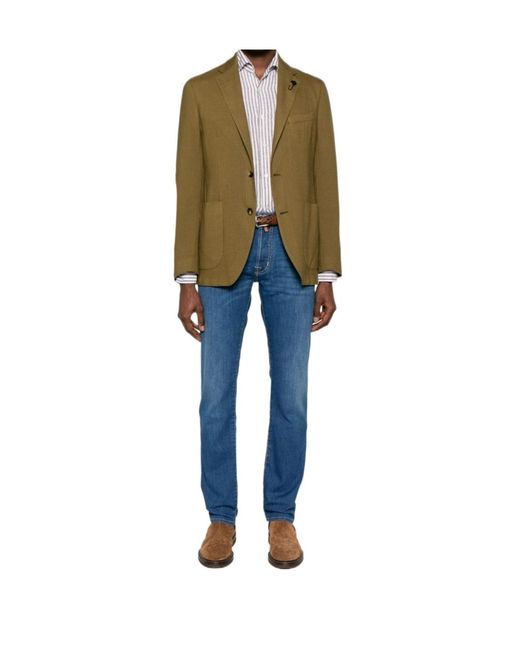 Lardini Green Notched-Lapels Single-Breasted Blazer for men