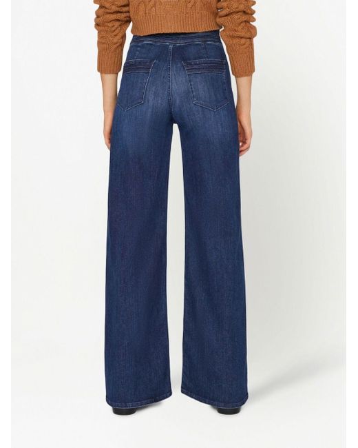 FRAME Blue High-Waisted Wide-Leg Jeans