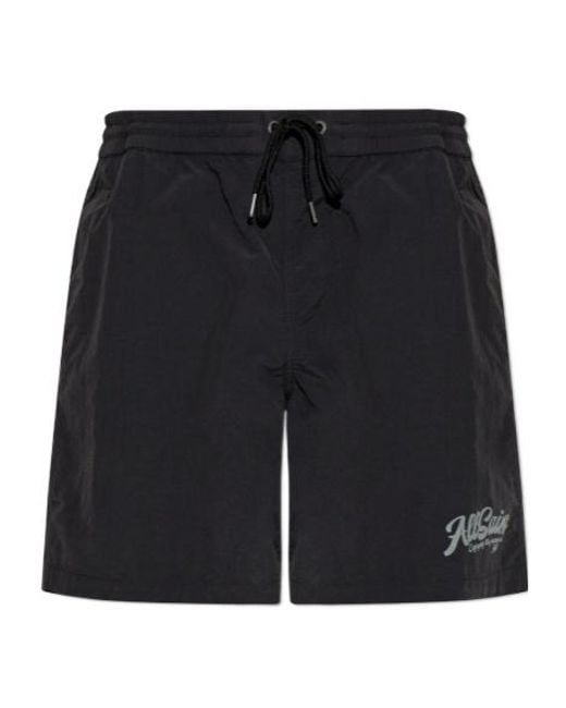 AllSaints Black Odyssey Drawstring Swim Shorts for men