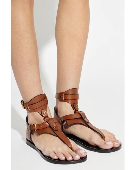 Isabel Marant Brown Ankle Strap Flat Sandals