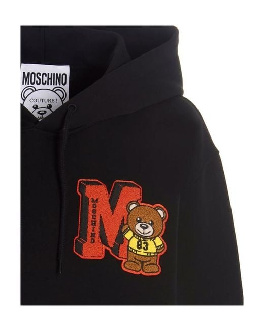 Moschino Black Patch-Detail Pullover Hoodie