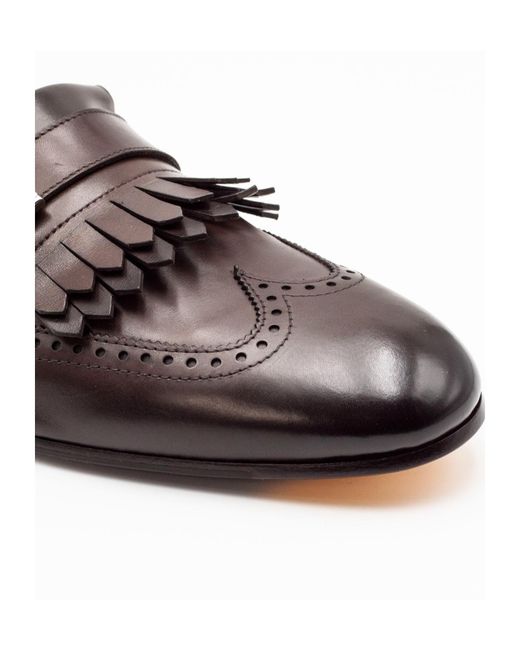 Doucal's Brown Buckled Fringe Loafers for men