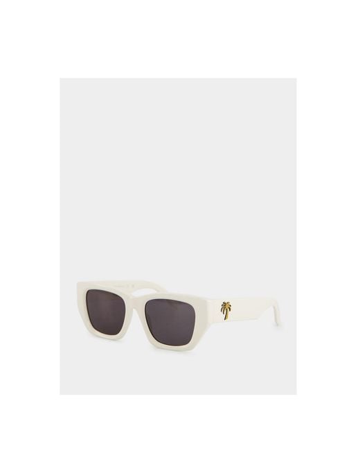 Palm Angels White Eyewear Hinkley Square Frame Sunglasses for men