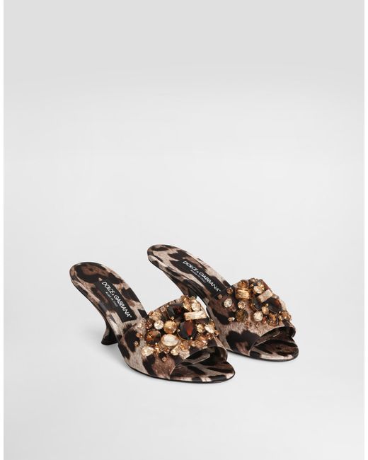 Dolce & Gabbana Brown Leopard Jewelled Sandals