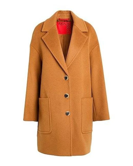 MAX&Co. Orange Simple Single-Breasted Wool Coat