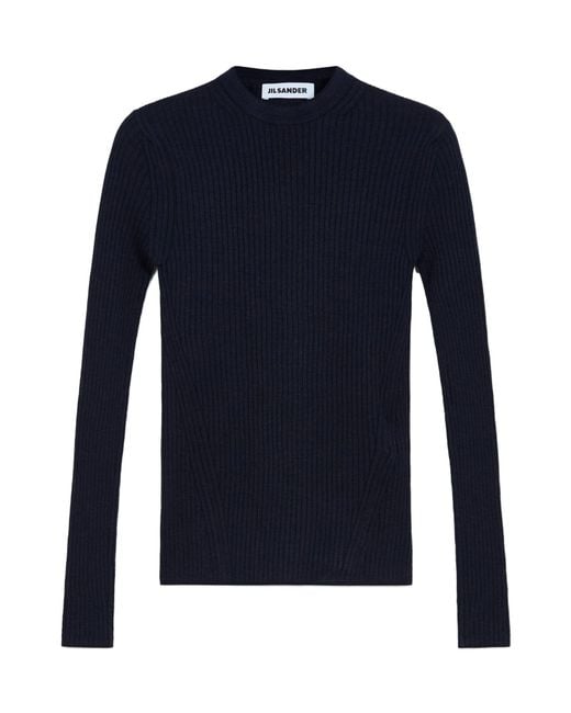 Jil Sander Blue Long-Sleeved Knitted Sweater