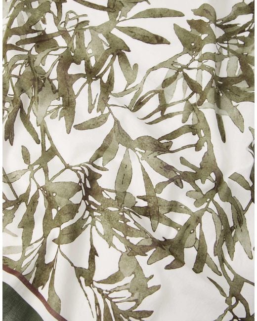 Brunello Cucinelli Multicolor Floral-Printed Striped Edge Scarf