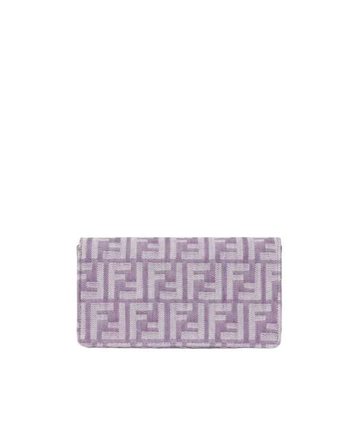 Fendi Purple Baguette Ff Jacquard Chained Wallet