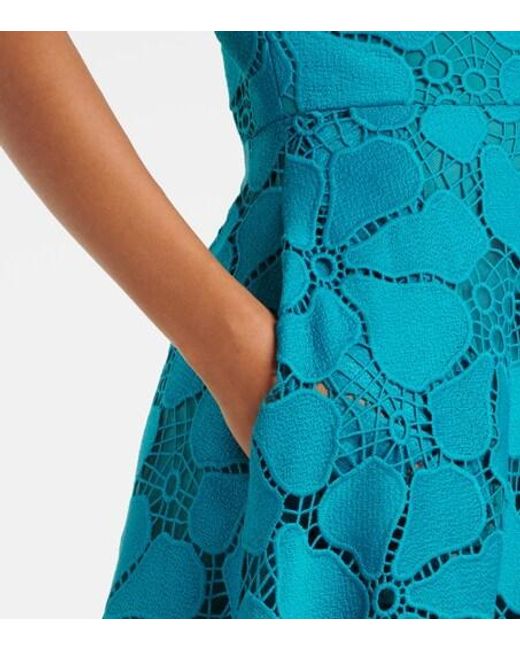 Elie Saab Blue Deep V-Neck Dress