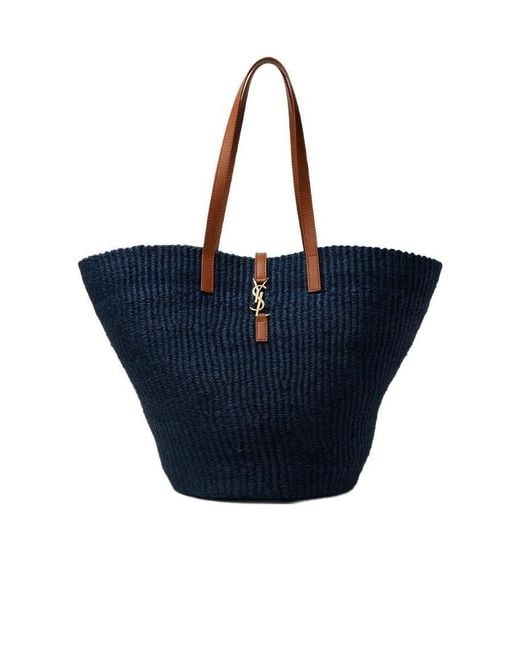 Saint Laurent Blue Logo Plaque Tote Bag