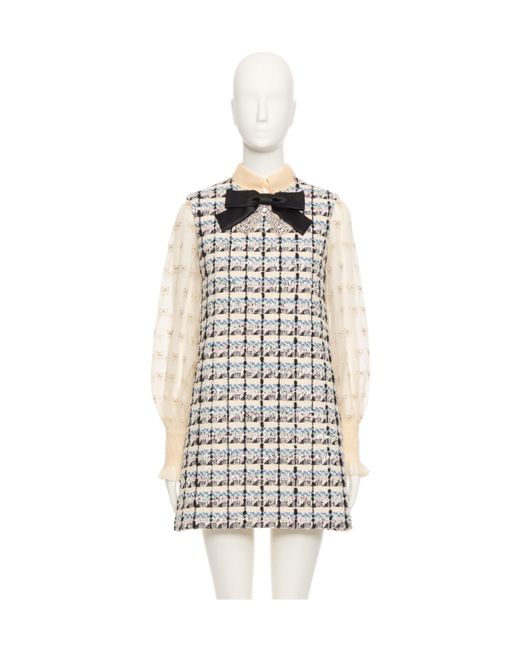 Valentino White Bow Detailed Long Sleeved Dress