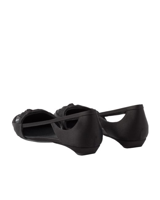 Prada Black Logo Printed Cut-Out Detailed Ballerinas