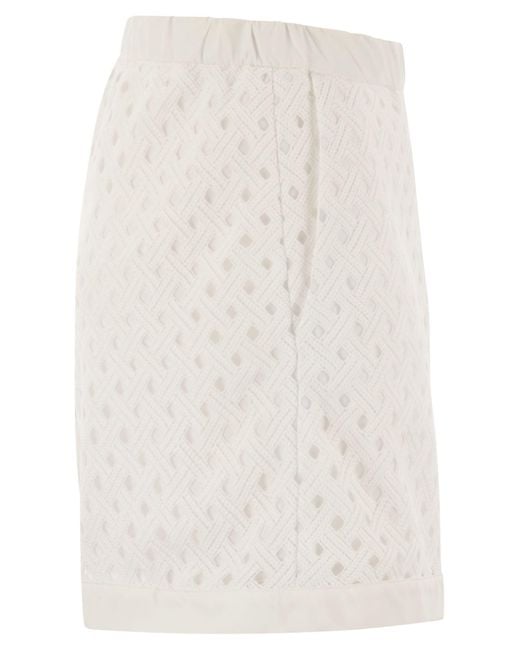 Herno White Geometric Pattern Shorts