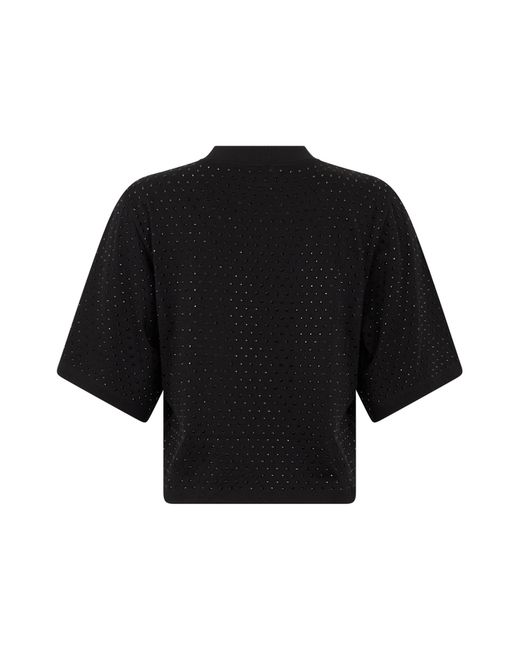 Pinko Black Boxy Rhinestone T-Shirt