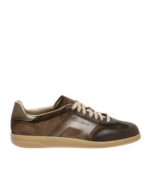 Santoni Brown Logo Sneakers for men