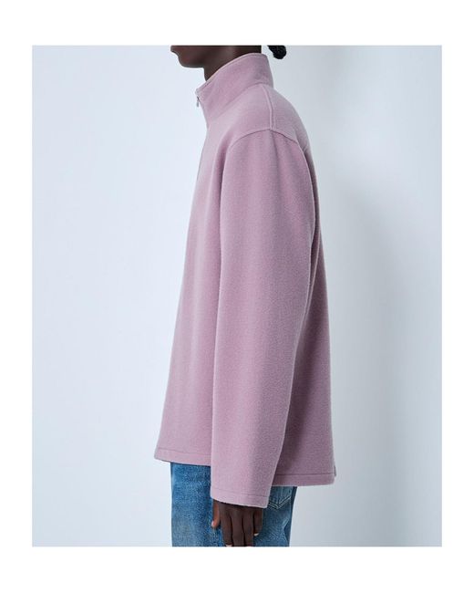 Rier Purple Myrte Zip-Up Fleece Sweatshirt for men