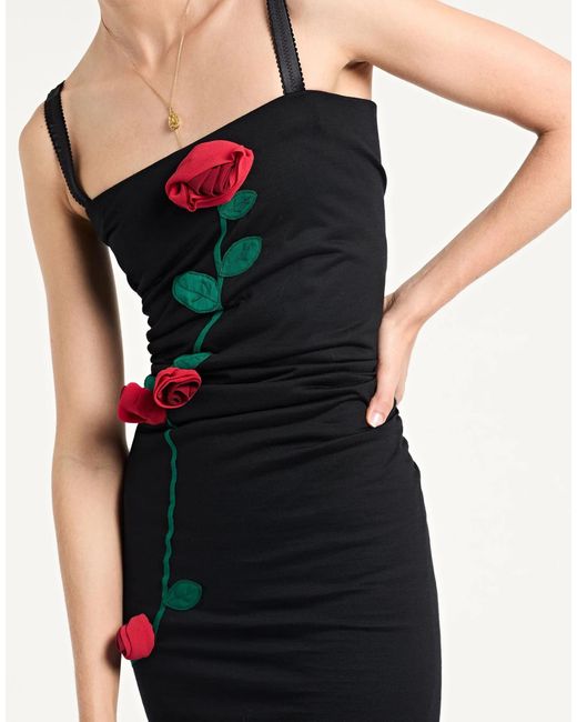 Dolce & Gabbana Black Sleeveless Square Neck Slim-Fit Dress