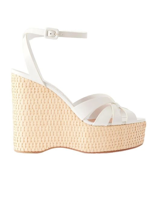 Aquazzura Natural Solid-Color Leather Wedges