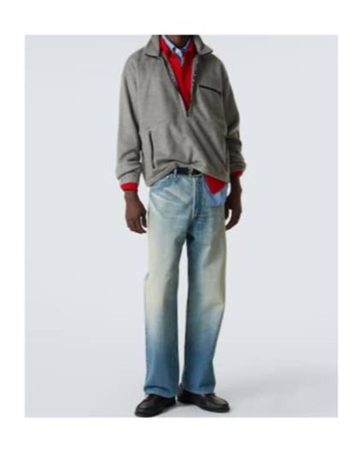 Auralee Blue Faded Wide-Leg Jeans for men