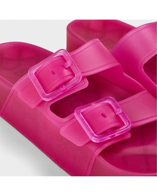 Balenciaga Pink Buckle Platform Slippers