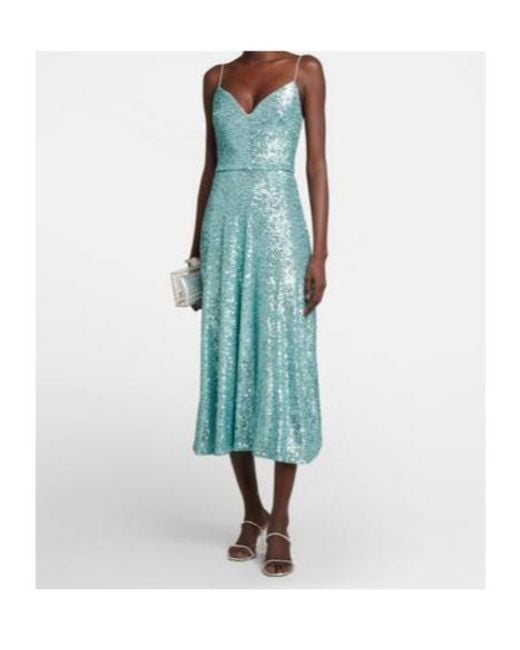Monique Lhuillier Blue Sequined Midi Dress