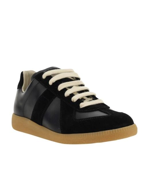 Maison Margiela Black Replica Lace-Up Sneakers