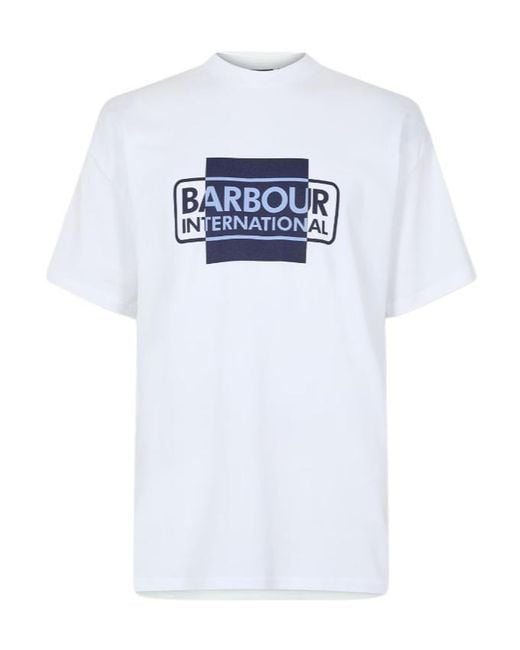 Barbour White Short-Sleeved Cotton Divide T-Shirt for men